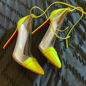 Neon yellow pvc 100% authentic Christian Louboutin heels